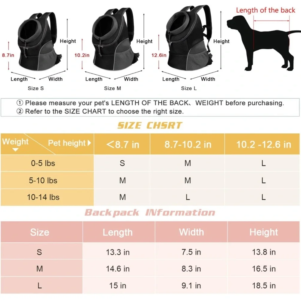 Dog backpack size M
